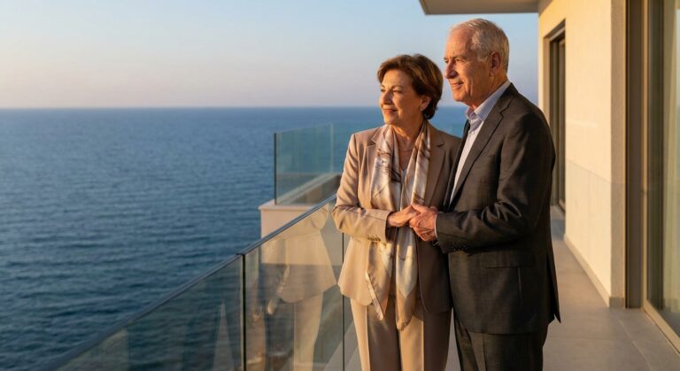 זוג מבוגר מתכנן את עתידו הפיננסי לקראת פרישה באמצעות קופת גמל לפי תיקון 190