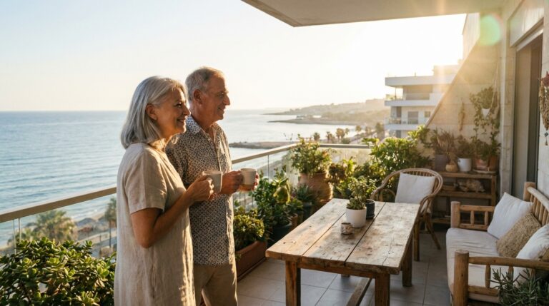 זוג גמלאים נהנים מהפנסיה שלהם, סמל לביטחון כלכלי בזכות תכנון נכון ומימוש סעיף 125 ד'